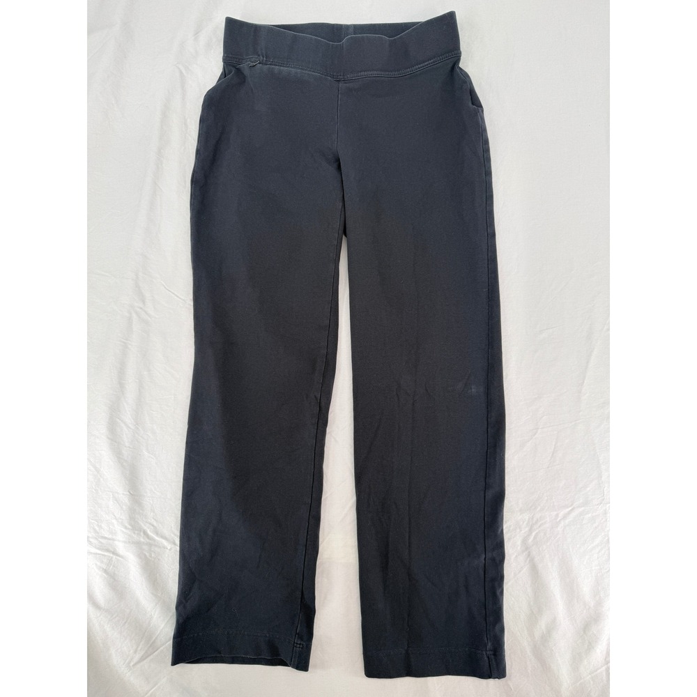 Lands' End Starfish Straight Leg Black Cotton Stretch Pull On Pants Womens Small